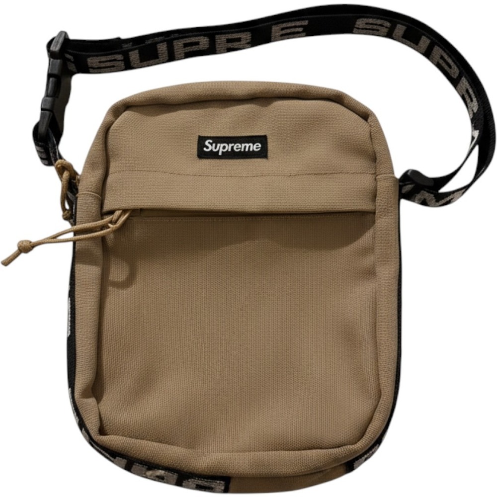 Supreme FW18 Shoulder Bag Tan Cordura Nylon Logo Strap Crossbody Beige